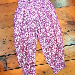 Anthropologie pink and white floral joggers